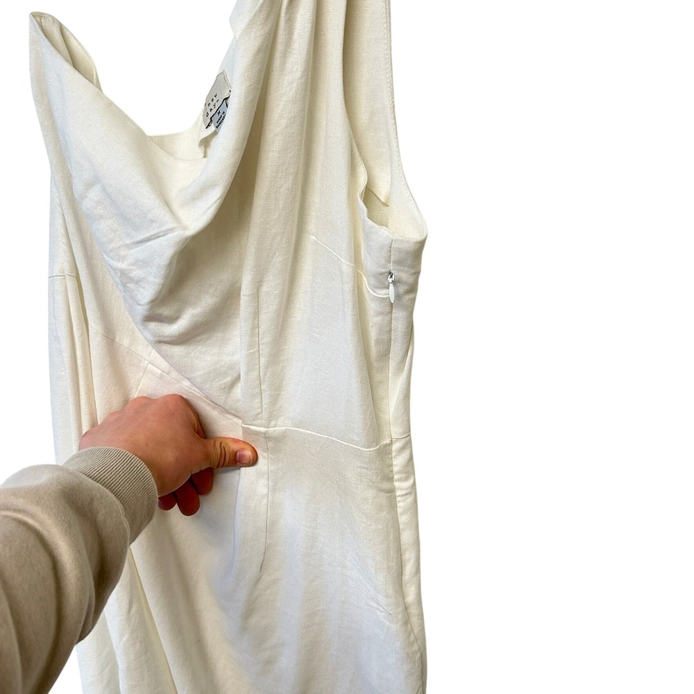 A‎ New Day Women's White One Shoulder Linen Blend Single Strap Mini Dress Size M - Picture 5 of 8